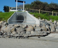 Stormwater outlet on beach.