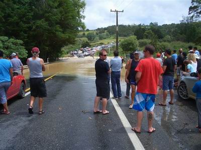 State Highway One flooded at Moerewa.