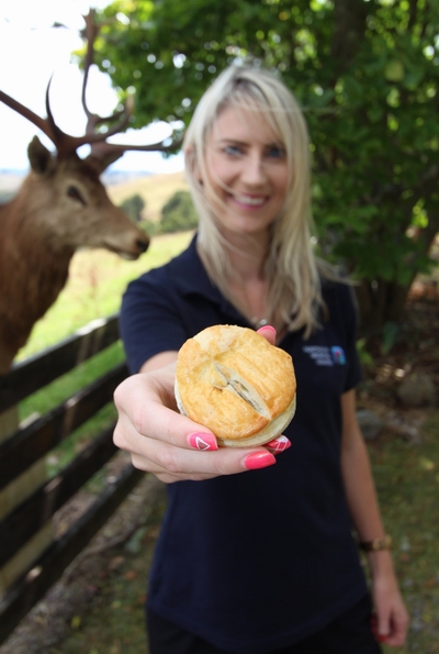 Natasha Stubbing with a mini venison pie.