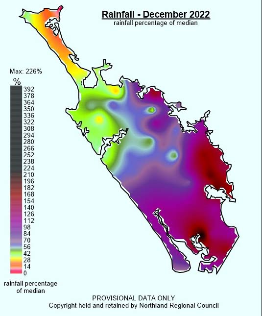 December 2022 rainfall percentages.