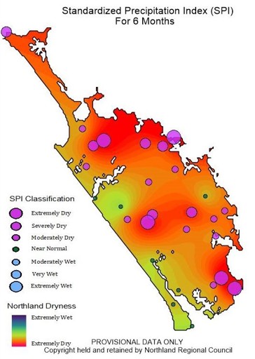 SPI Index Map For 6 Months To The End Of February 2021