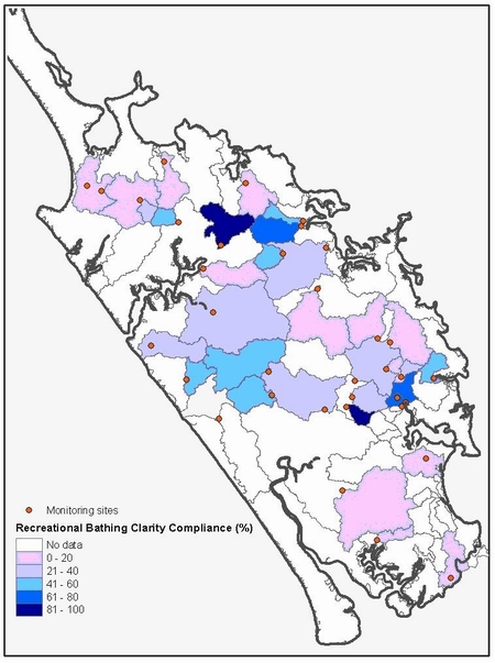 Figure 11: Map of recreational clarity compliance.