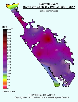 March 7-12 Rainfall in millimetres map.