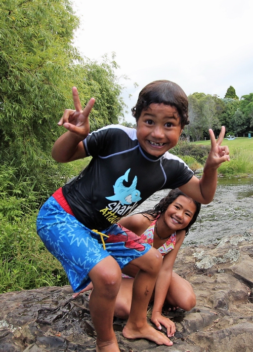 Children enjoying the water at Waipapa Landing.