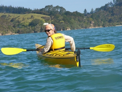 Woman kayaking.