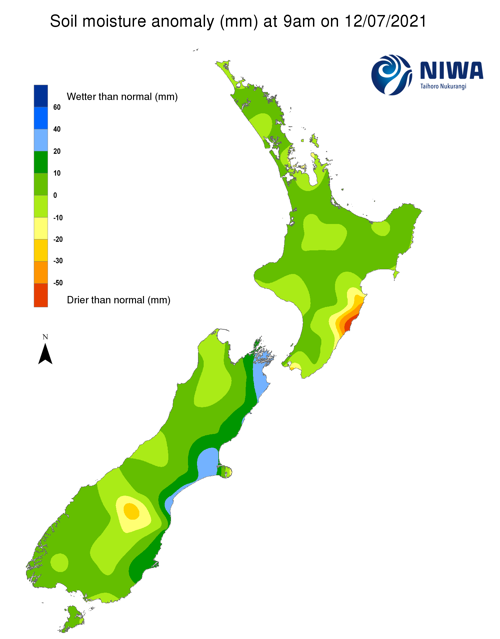 Soil moisture anomaly map 12 July 21.