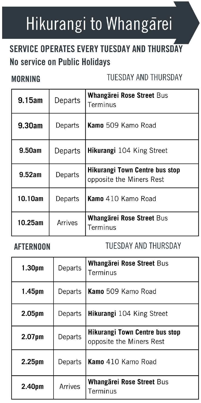 Hikurangi buslink timetable.