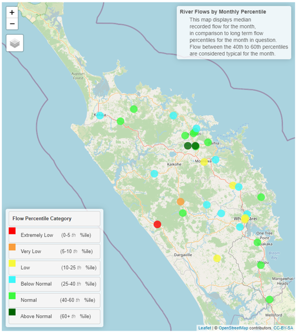 Map - Monthly percentile River Flows for March 2022.