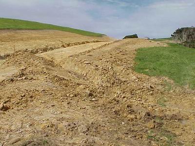 Earthworks on a slope without sediment control.