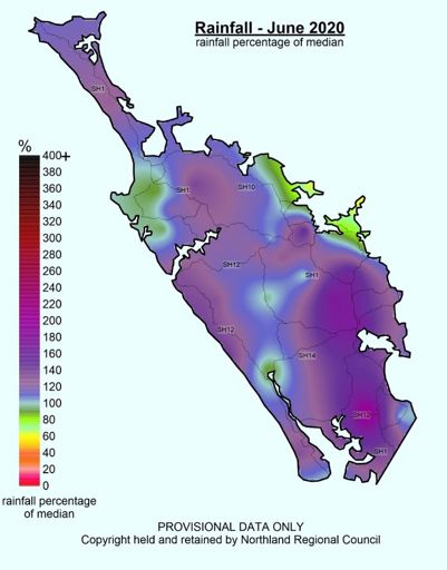 Rainfall Percent Median June 2020