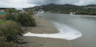 Paint discharging into the harbour.