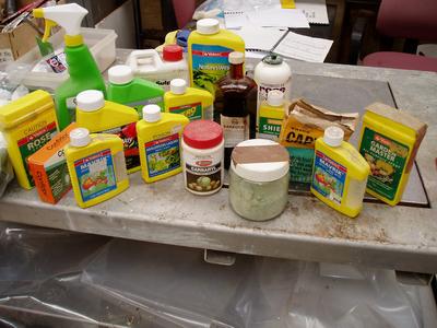 Assorted household chemicals disposed of.