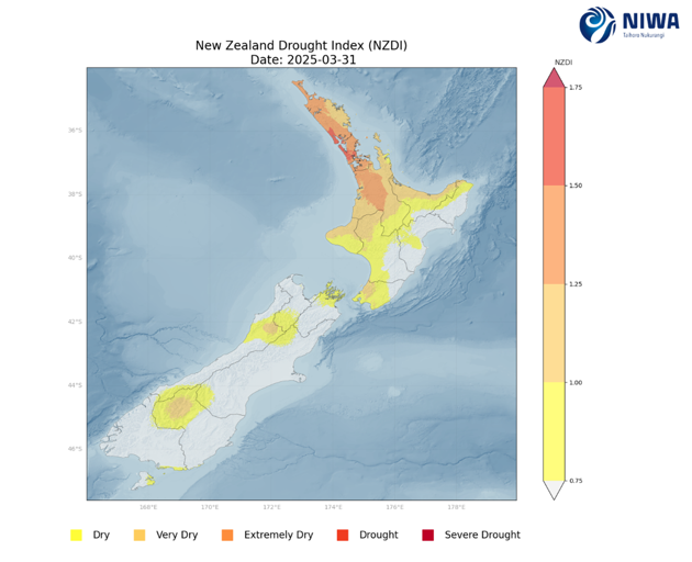 Figure9 NIWA Drought Index Produced 31 March 2025