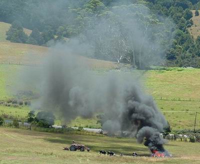 Burning of rubbish.