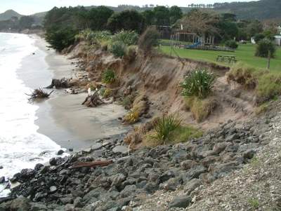 Coastal erosion increased by human intervention. 