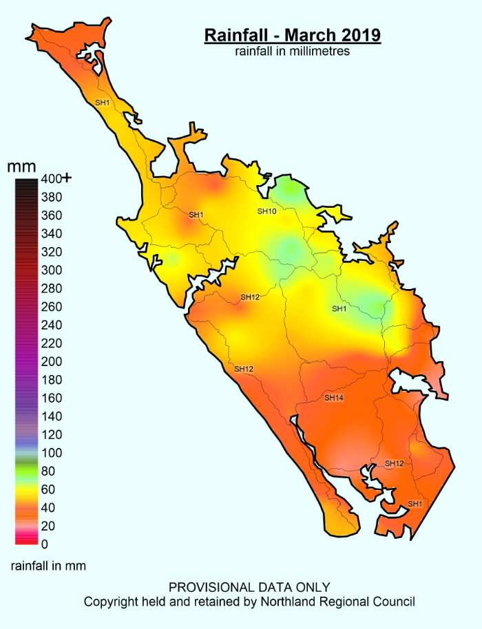 Rainfall mm March 2019.