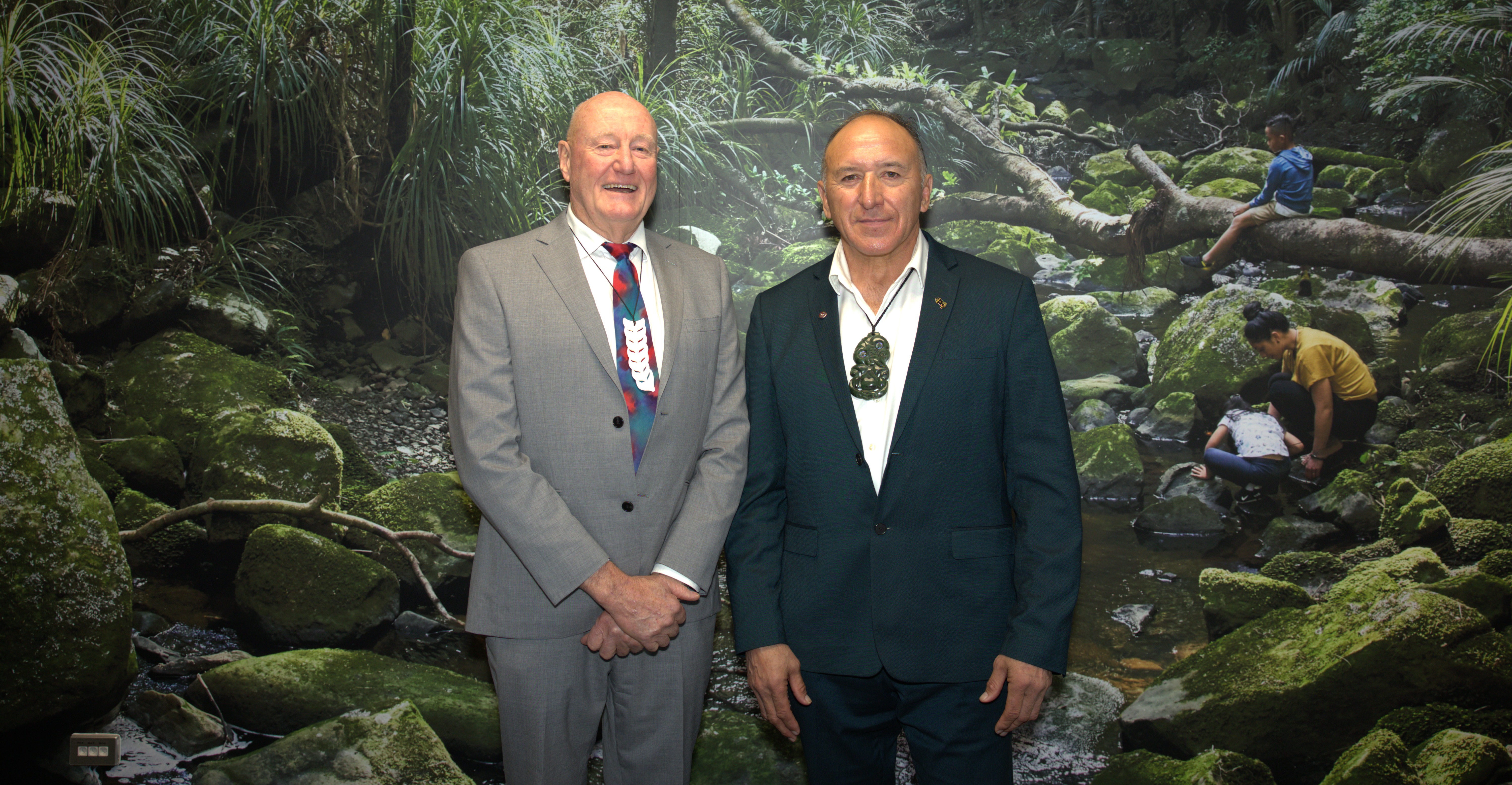 Northland Regional Council’s new Deputy Chair Jack Craw, left, and new Chair Pita Tipene after their election to their roles in Whangārei today.