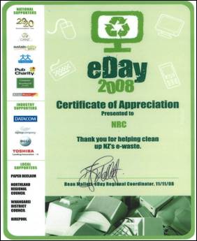 Regional Council's eDay certificate.