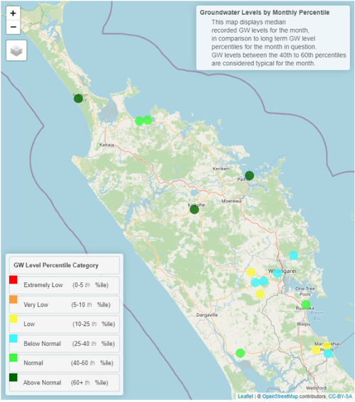 Northland aquifer status map June 2021.