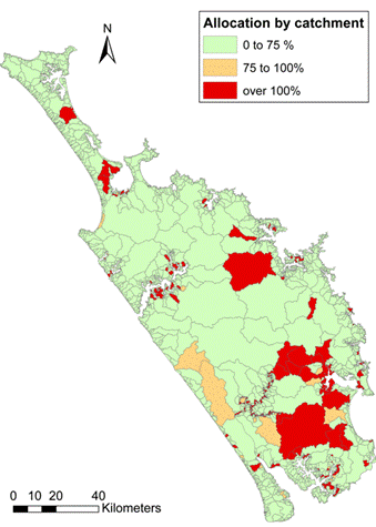 Figure 67: Likely level of allocation for Northland catchments. 