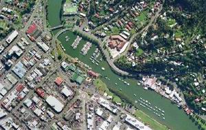 Aerial photo of the Town Basin marina in Whangarei.