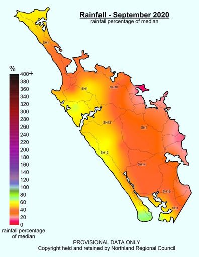 September 2020 Rainfall Median Percentage