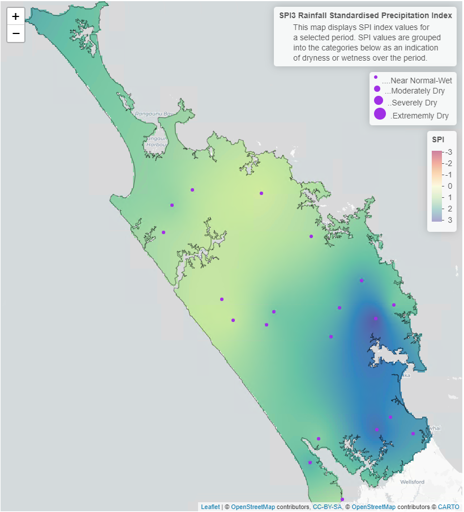 3 Month SPI map for November 2022 - January 2023