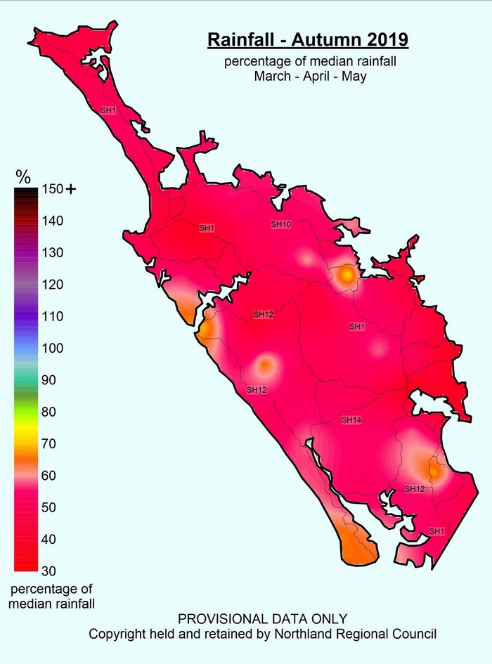 Rainfall median map - Autumn 2019.