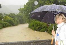 Cafler Park stream in Whangarei during a flood.