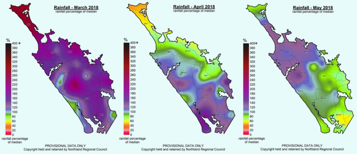 Median Rainfall Map - March, April, and May 2018.