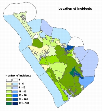 Location of incidents.