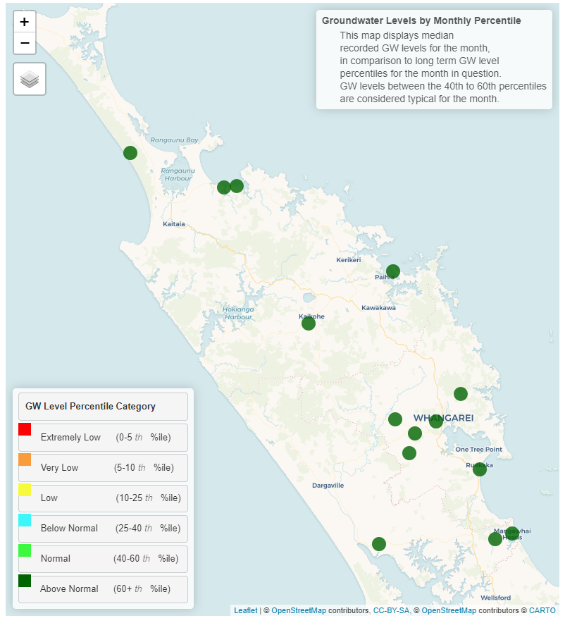 Northland groundwater map for December 2022.