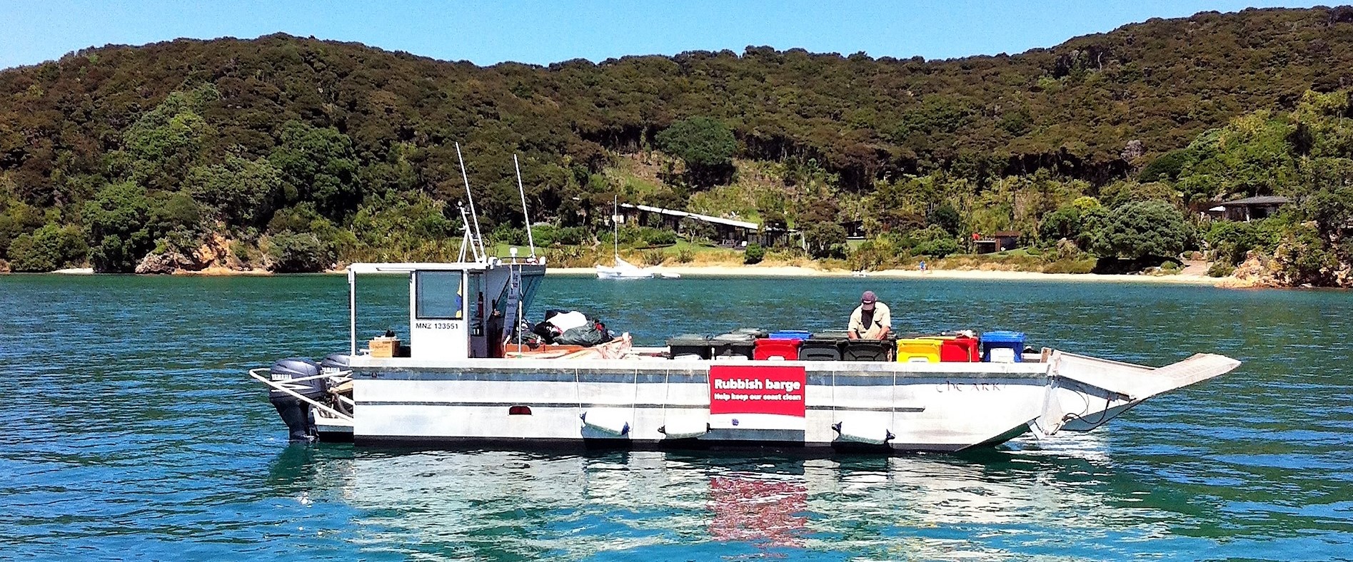 Rubbish barge in the Bay of Islands.