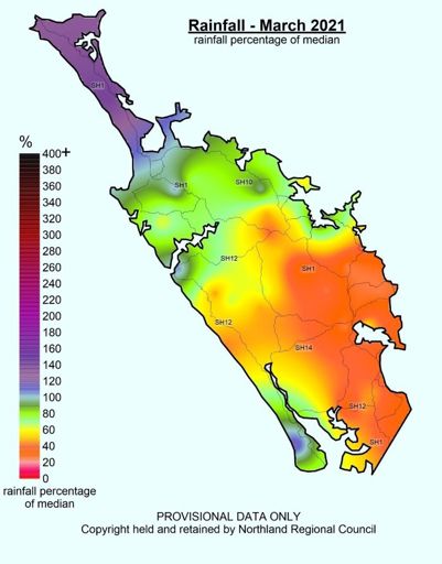 March 2021 Rainfall Median Percentage