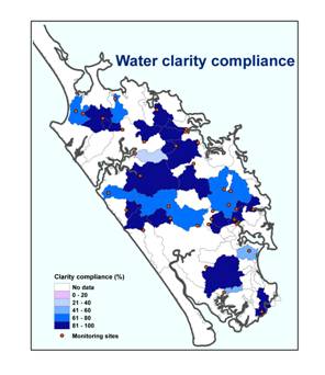Map of water clarity compliance.