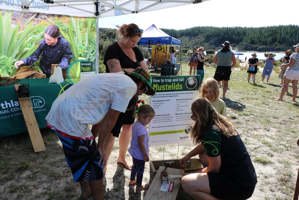 Pest control information at the Kai Iwi Lakes Open Day.