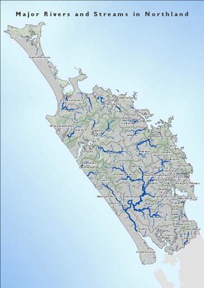 Figure 28: Major rivers and streams in Northland. 