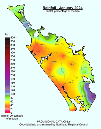 January 2024 Rainfall Median Percentages