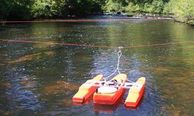 Use of the ADCP on the Punakitere River during elevated flows.