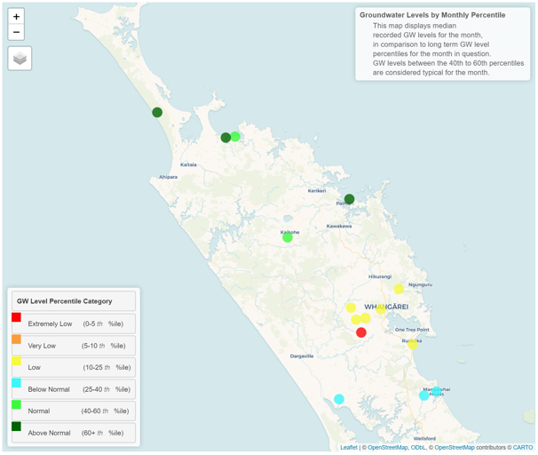 Fig 6 Groundwater levels by monthly percentile April 25